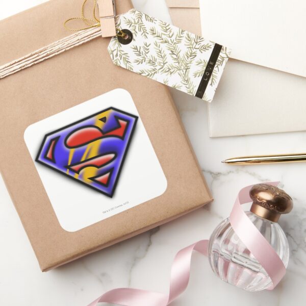 Superman_S-Shield___Purple_Airbrush_Logo_Square_Sticker_5 Superman S Shield Purple Airbrush Logo Square Sticker