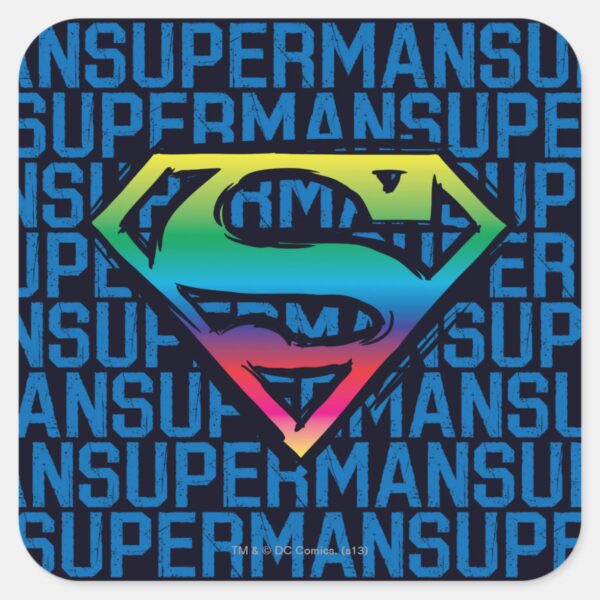 Superman_S-Shield___Rainbow_Logo_Square_Sticker_1 Superman S Shield Rainbow Logo Square Sticker