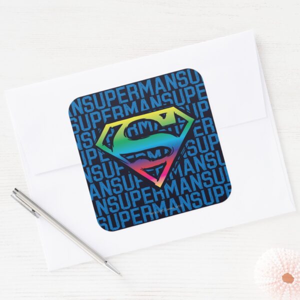 Superman_S-Shield___Rainbow_Logo_Square_Sticker_3 Superman S Shield Rainbow Logo Square Sticker
