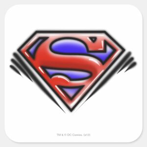 Superman_S-Shield___Red_Airbrush_Logo_Square_Sticker_1 Superman S Shield Red Airbrush Logo Square Sticker