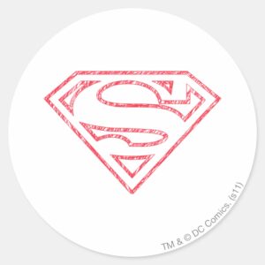 Superman_S-Shield___Red_Outline_Logo_Classic_Round_Sticker_1 Superman S Shield Red Outline Logo Classic Round Sticker