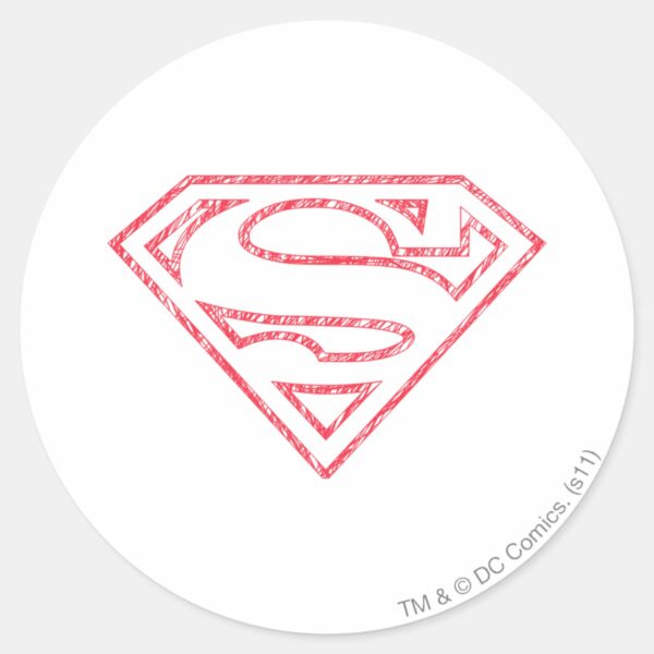 Superman_S-Shield___Red_Outline_Logo_Classic_Round_Sticker_1 Superman S Shield Red Outline Logo Classic Round Sticker
