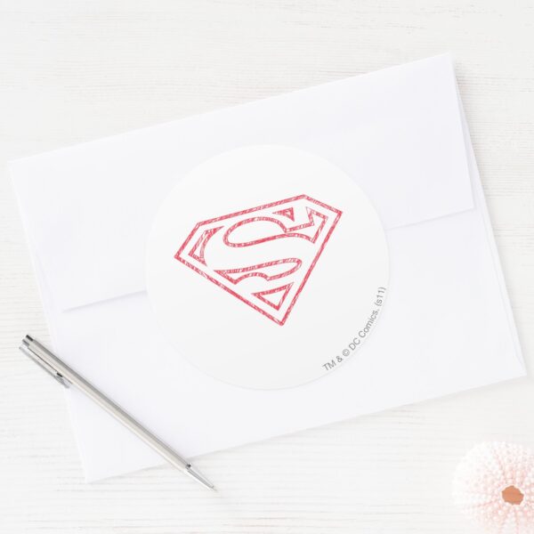Superman_S-Shield___Red_Outline_Logo_Classic_Round_Sticker_3 Superman S Shield Red Outline Logo Classic Round Sticker