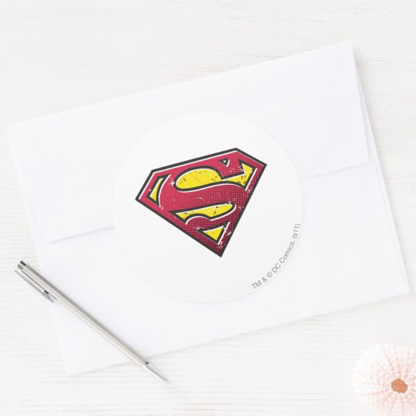 Superman_S-Shield___Scratches_Logo_Classic_Round_Sticker_3 Superman S Shield Scratches Logo Classic Round Sticker
