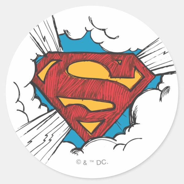 Superman_S-Shield___Within_Clouds_Logo_Classic_Round_Sticker_1 Superman S Shield Within Clouds Logo Classic Round Sticker