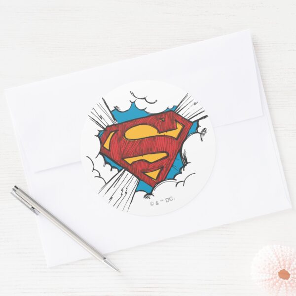 Superman_S-Shield___Within_Clouds_Logo_Classic_Round_Sticker_3 Superman S Shield Within Clouds Logo Classic Round Sticker