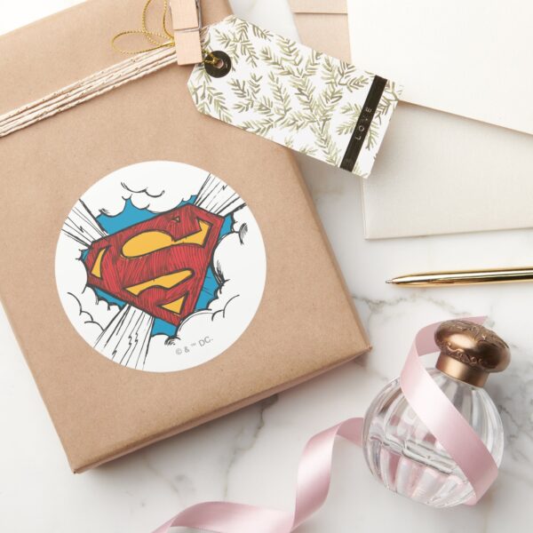 Superman_S-Shield___Within_Clouds_Logo_Classic_Round_Sticker_5 Superman S Shield Within Clouds Logo Classic Round Sticker