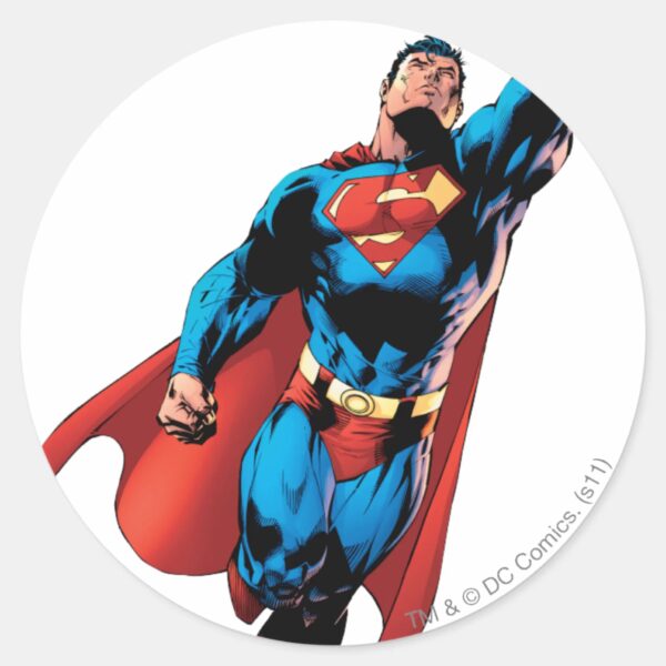 Superman_Soars_Classic_Round_Sticker_1 Superman Soars Classic Round Sticker