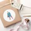 Superman_Standing_Classic_Round_Sticker_5 Superman Standing Classic Round Sticker