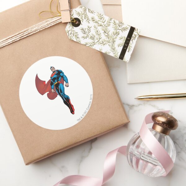 Superman_Stands_Tall_Classic_Round_Sticker_5 Superman Stands Tall Classic Round Sticker