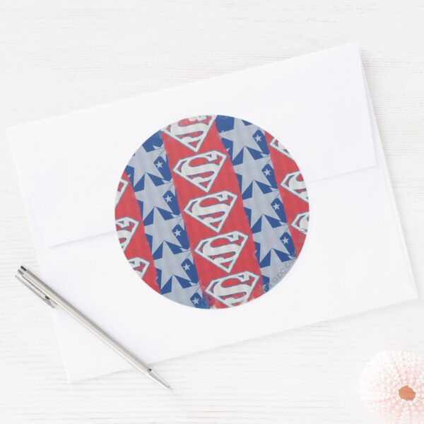 Superman_Stars_and_Logo_Classic_Round_Sticker_3 Superman Stars And Logo Classic Round Sticker