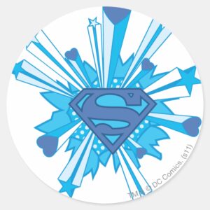 Superman_Stylized___Blue_Shield_Hearts_Logo_Classic_Round_Sticker_1 Superman Stylized Blue Shield Hearts Logo Classic Round Sticker