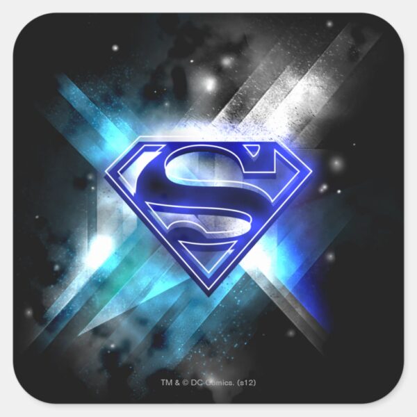 Superman_Stylized___Blue_White_Crystal_Logo_Square_Sticker_1 Superman Stylized Blue White Crystal Logo Square Sticker