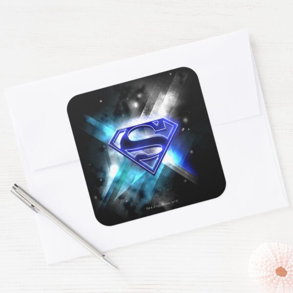 Superman_Stylized___Blue_White_Crystal_Logo_Square_Sticker_3 Superman Stylized Blue White Crystal Logo Square Sticker