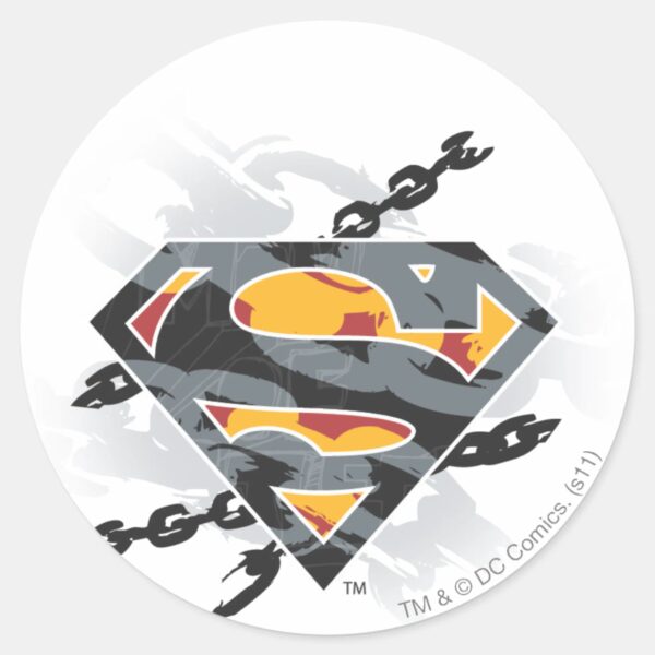 Superman_Stylized___Chains_Logo_Classic_Round_Sticker_1 Superman Stylized Chains Logo Classic Round Sticker
