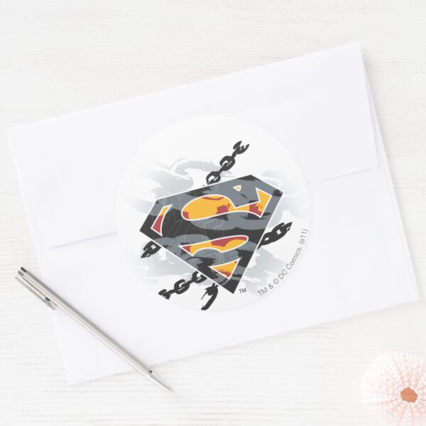 Superman_Stylized___Chains_Logo_Classic_Round_Sticker_3 Superman Stylized Chains Logo Classic Round Sticker