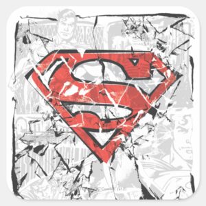 Superman_Stylized___Crumpled_Comic_Logo_Square_Sticker_1 Superman Stylized Crumpled Comic Logo Square Sticker