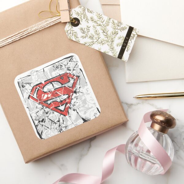 Superman_Stylized___Crumpled_Comic_Logo_Square_Sticker_5 Superman Stylized Crumpled Comic Logo Square Sticker