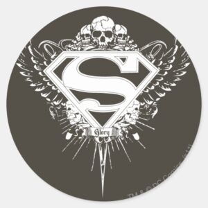 Superman_Stylized___Dark_Brown_Background_Logo_Classic_Round_Sticker_1 Superman Stylized Dark Brown Background Logo Classic Round Sticker