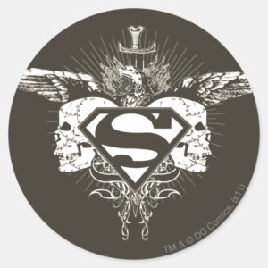 Superman_Stylized___Dark_Skulls_Logo_Classic_Round_Sticker_1 Superman Stylized Dark Skulls Logo Classic Round Sticker