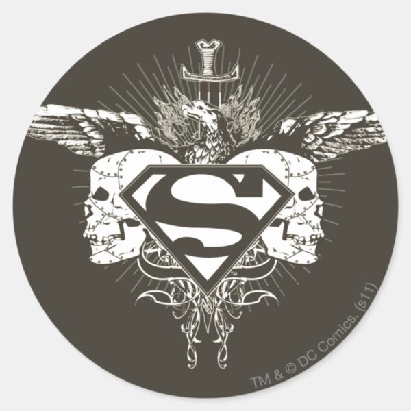 Superman_Stylized___Dark_Skulls_Logo_Classic_Round_Sticker_1 Superman Stylized Dark Skulls Logo Classic Round Sticker