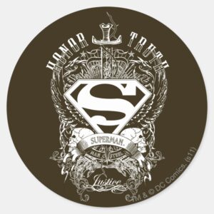 Superman Stylized Honor Truth And Justice Logo Classic Round Sticker