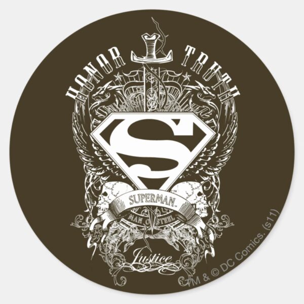 Superman_Stylized___Honor,_Truth_and_Justice_Logo_Classic_Round_Sticker_1 Superman Stylized Honor Truth And Justice Logo Classic Round Sticker