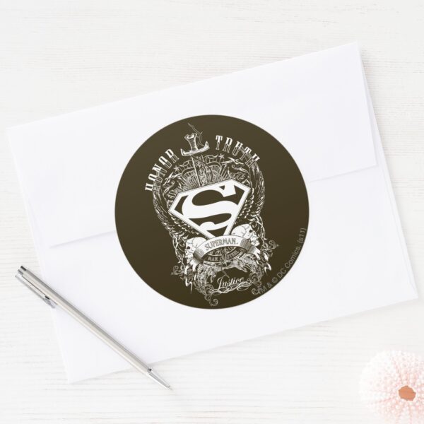 Superman_Stylized___Honor,_Truth_and_Justice_Logo_Classic_Round_Sticker_3 Superman Stylized Honor Truth And Justice Logo Classic Round Sticker