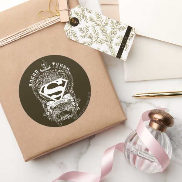 Superman_Stylized___Honor,_Truth_and_Justice_Logo_Classic_Round_Sticker_5 Superman Stylized Honor Truth And Justice Logo Classic Round Sticker