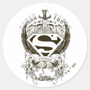 Superman Stylized Honor Truth On White Logo Classic Round Sticker