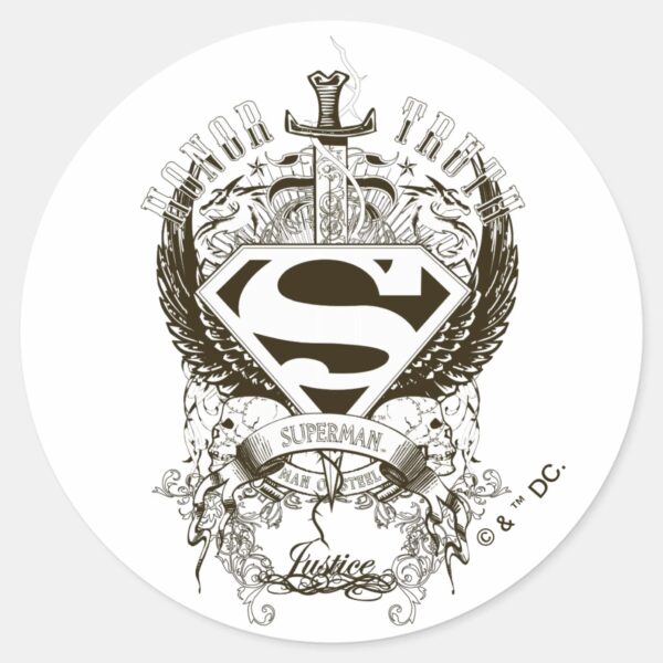 Superman_Stylized___Honor,_Truth_on_White_Logo_Classic_Round_Sticker_1 Superman Stylized Honor Truth On White Logo Classic Round Sticker