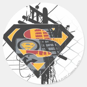 Superman_Stylized___Powerlines_Logo_Classic_Round_Sticker_1 Superman Stylized Powerlines Logo Classic Round Sticker
