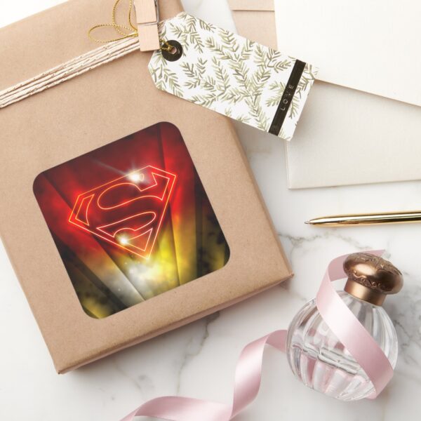 Superman_Stylized___Shiny_Red_Outline_Logo_Square_Sticker_5 Superman Stylized Shiny Red Outline Logo Square Sticker