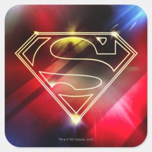 Superman Stylized Shiny Yellow Outline Logo Square Sticker