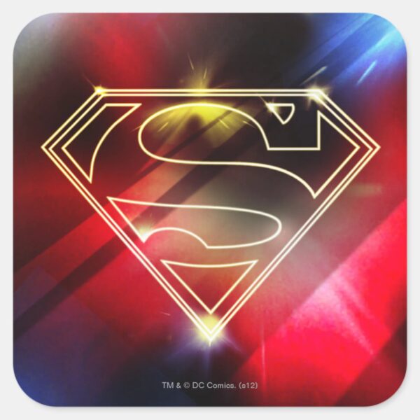 Superman_Stylized___Shiny_Yellow_Outline_Logo_Square_Sticker_1 Superman Stylized Shiny Yellow Outline Logo Square Sticker