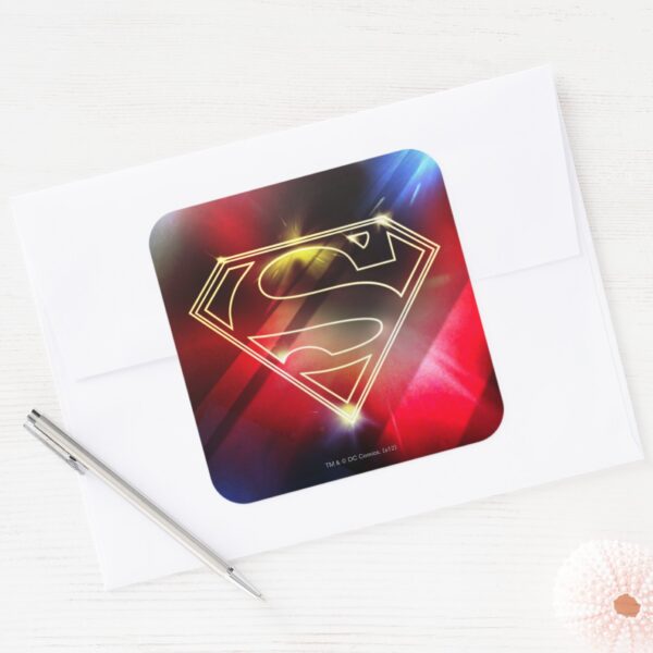 Superman_Stylized___Shiny_Yellow_Outline_Logo_Square_Sticker_3 Superman Stylized Shiny Yellow Outline Logo Square Sticker