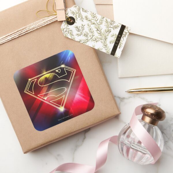 Superman_Stylized___Shiny_Yellow_Outline_Logo_Square_Sticker_5 Superman Stylized Shiny Yellow Outline Logo Square Sticker