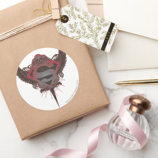 Superman_Stylized___Skull_and_Wings_Logo_Classic_Round_Sticker_5 Superman Stylized Skull And Wings Logo Classic Round Sticker