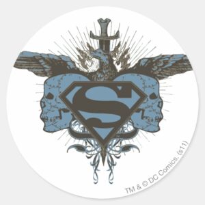 Superman Stylized Skulls Blue Logo Classic Round Sticker