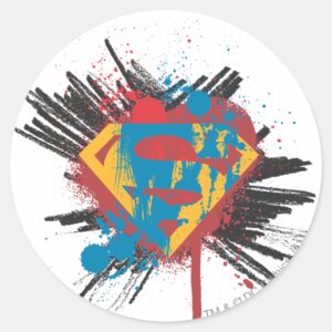 Superman Stylized Splatter Logo Classic Round Sticker