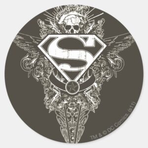 Superman Stylized Star And Skull Logo Classic Round Sticker