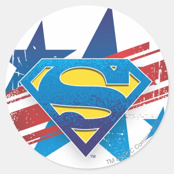 Superman_Stylized___Stars_and_Stripes_Logo_Classic_Round_Sticker_1 Superman Stylized Stars And Stripes Logo Classic Round Sticker