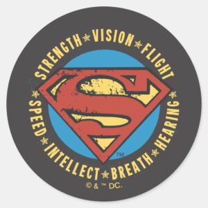 Superman Stylized Strength Vision Flight Logo Classic Round Sticker