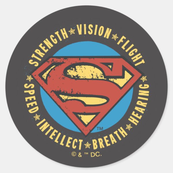 Superman_Stylized___Strength_Vision_Flight_Logo_Classic_Round_Sticker_1 Superman Stylized Strength Vision Flight Logo Classic Round Sticker