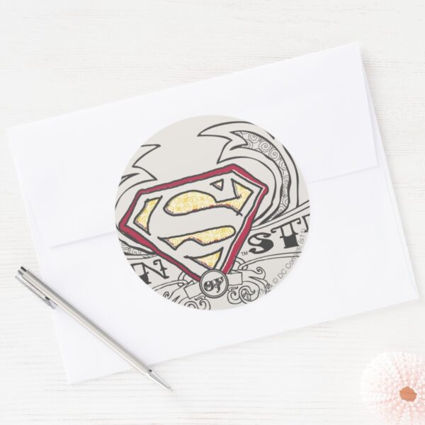 Superman_Stylized___Texture_Logo_Classic_Round_Sticker_3 Superman Stylized Texture Logo Classic Round Sticker