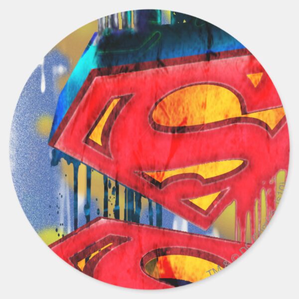 Superman_Stylized___Urban_Spraypaint_Logo_Classic_Round_Sticker_1 Superman Stylized Urban Spraypaint Logo Classic Round Sticker