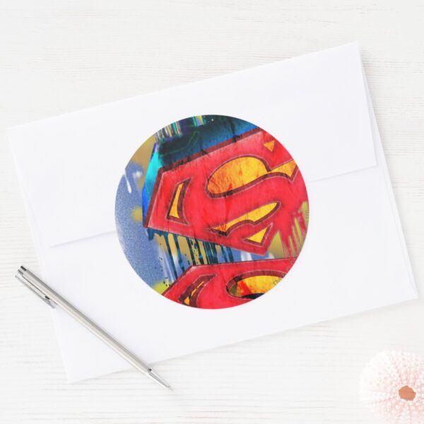Superman_Stylized___Urban_Spraypaint_Logo_Classic_Round_Sticker_3 Superman Stylized Urban Spraypaint Logo Classic Round Sticker