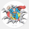 Superman_Tears_Thru_Classic_Round_Sticker_1 Superman Tears Thru Classic Round Sticker