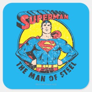 Superman The Man Of Steel Square Sticker