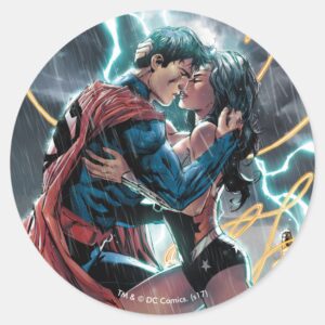 Superman_Wonder_Woman_Comic_Promotional_Art_Classic_Round_Sticker_1 Superman Wonder Woman Comic Promotional Art Classic Round Sticker